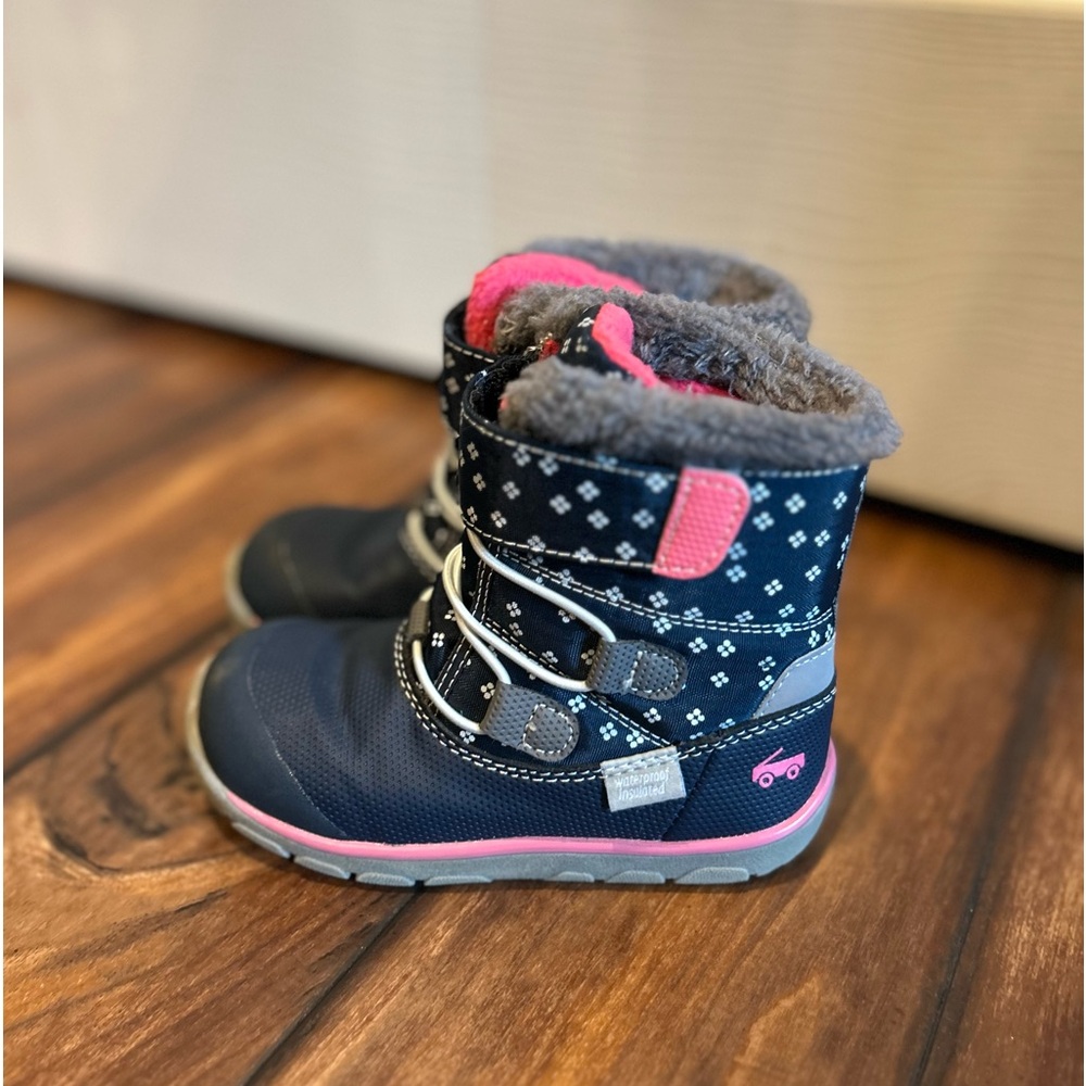 See Kai Run Navy and Pink Kids Winter Boots